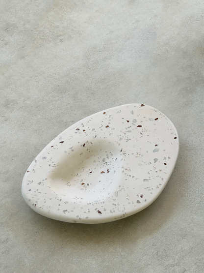 Dune Dip Platter, handmade with terrazzo, Eid Edit series. Axonometric view.
