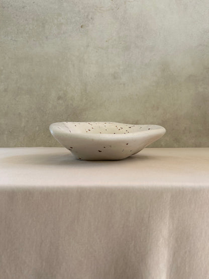 Dune Salad Bowl, handmade with brown terrazzo chips, Eid Edit series, elevation view.