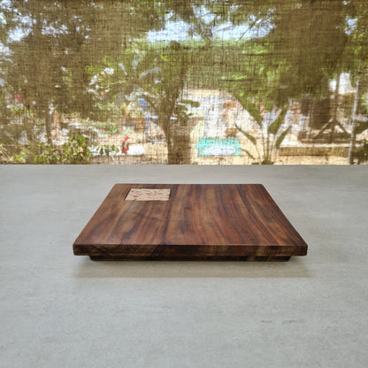 Handmade square platter made with wood and terrazzo. 2
