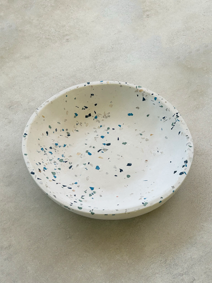 Ripple Salad Bowl hand made with blue terrazzo chips.