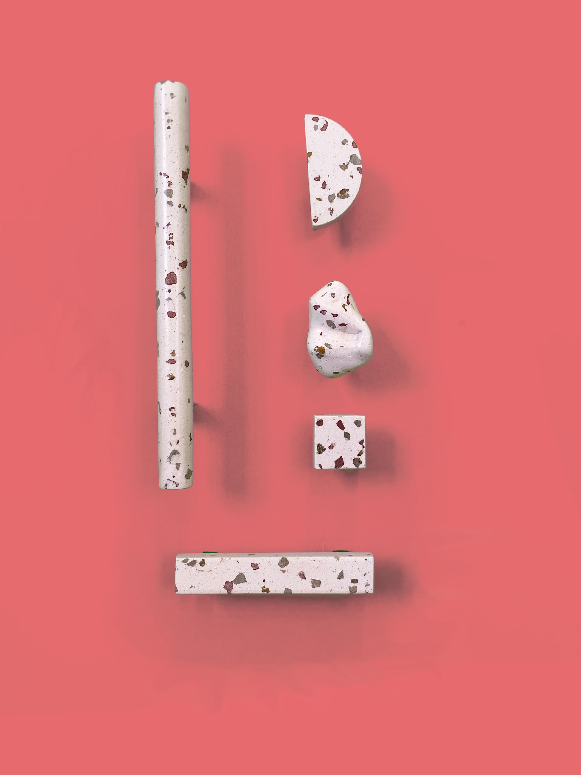 Series of handmade terrazzo and wood handles and knobs 16