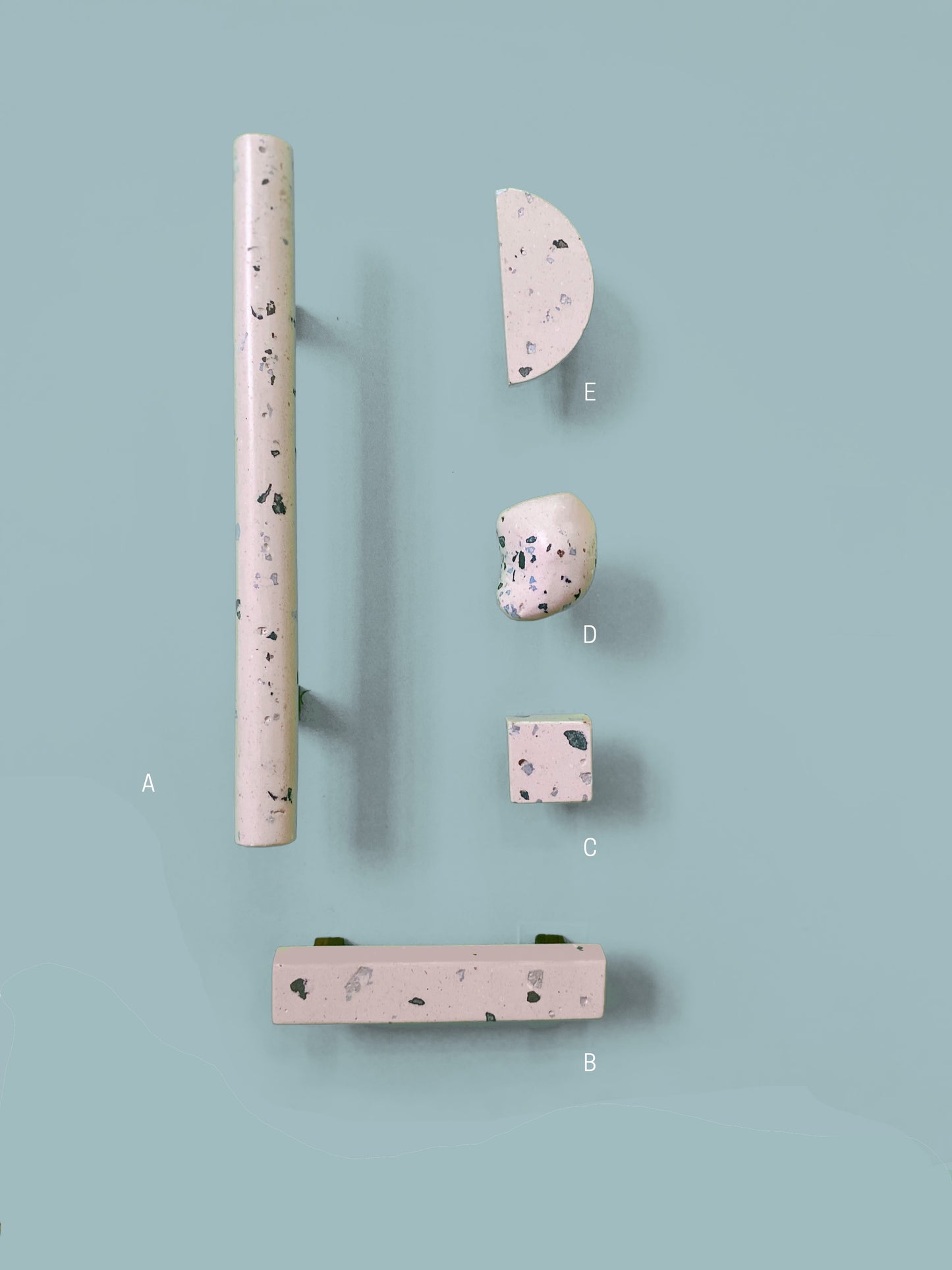 Series of handmade terrazzo and wood handles and knobs 2