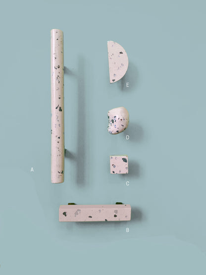 Series of handmade terrazzo and wood handles and knobs 2