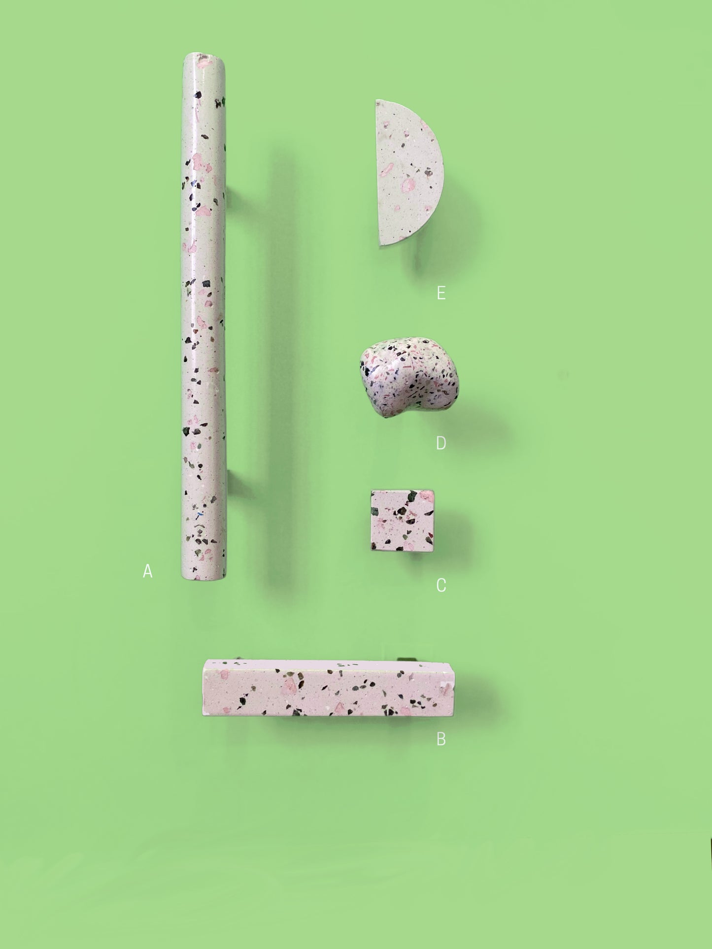 Series of handmade terrazzo and wood handles and knobs 3
