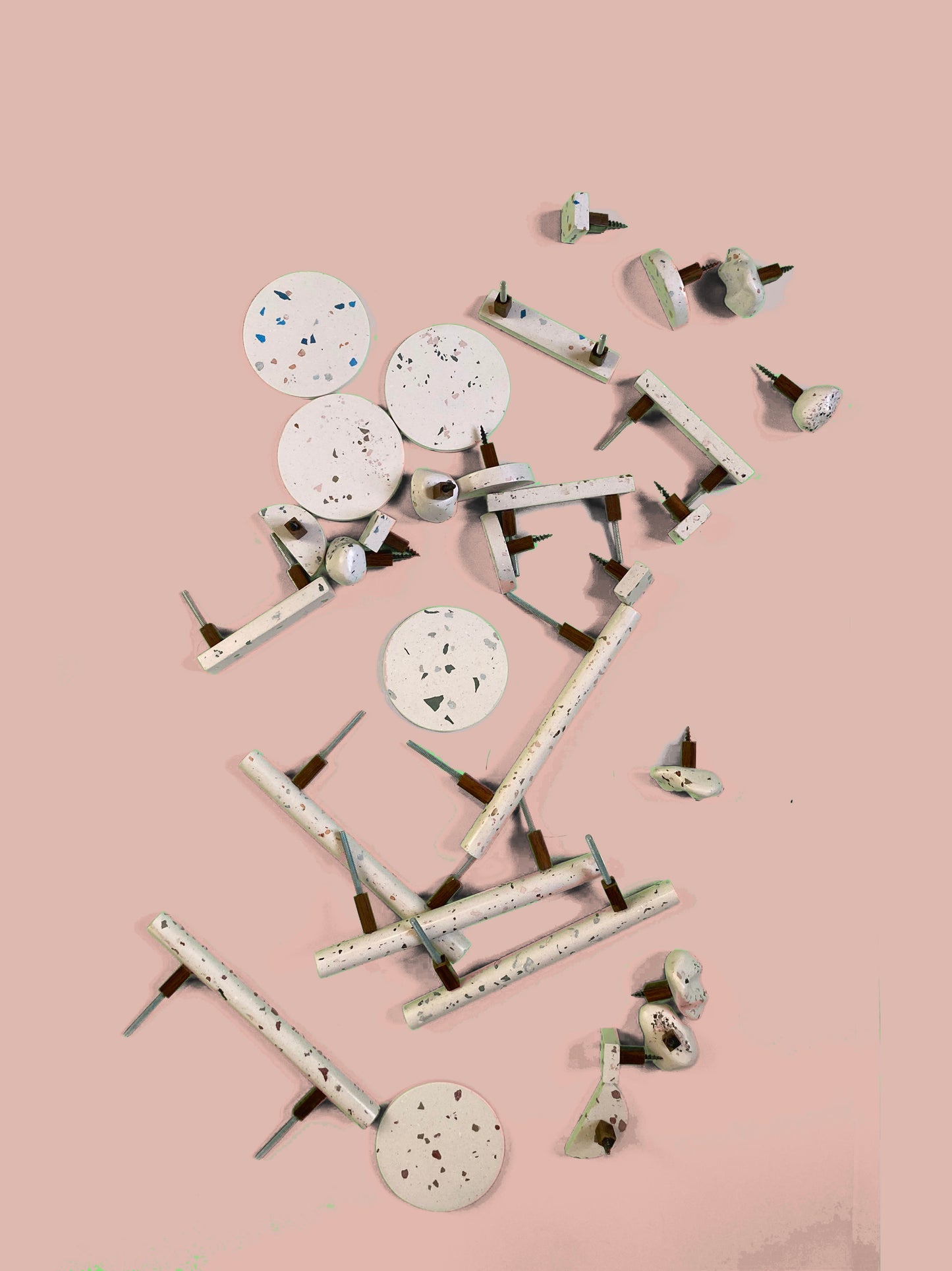 aSeries of handmade terrazzo and wood handles and knobs 7